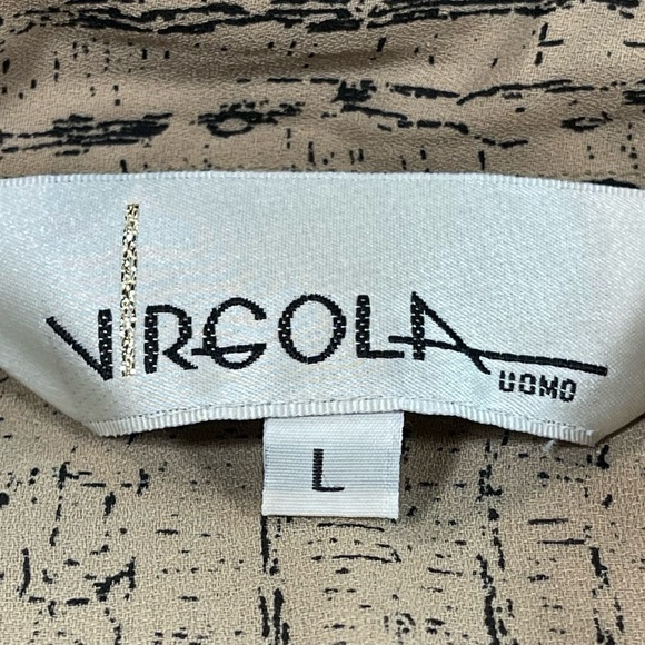 Virgola size large vintage tan with black designs button down short sleeve shirt - Picture 11 of 11